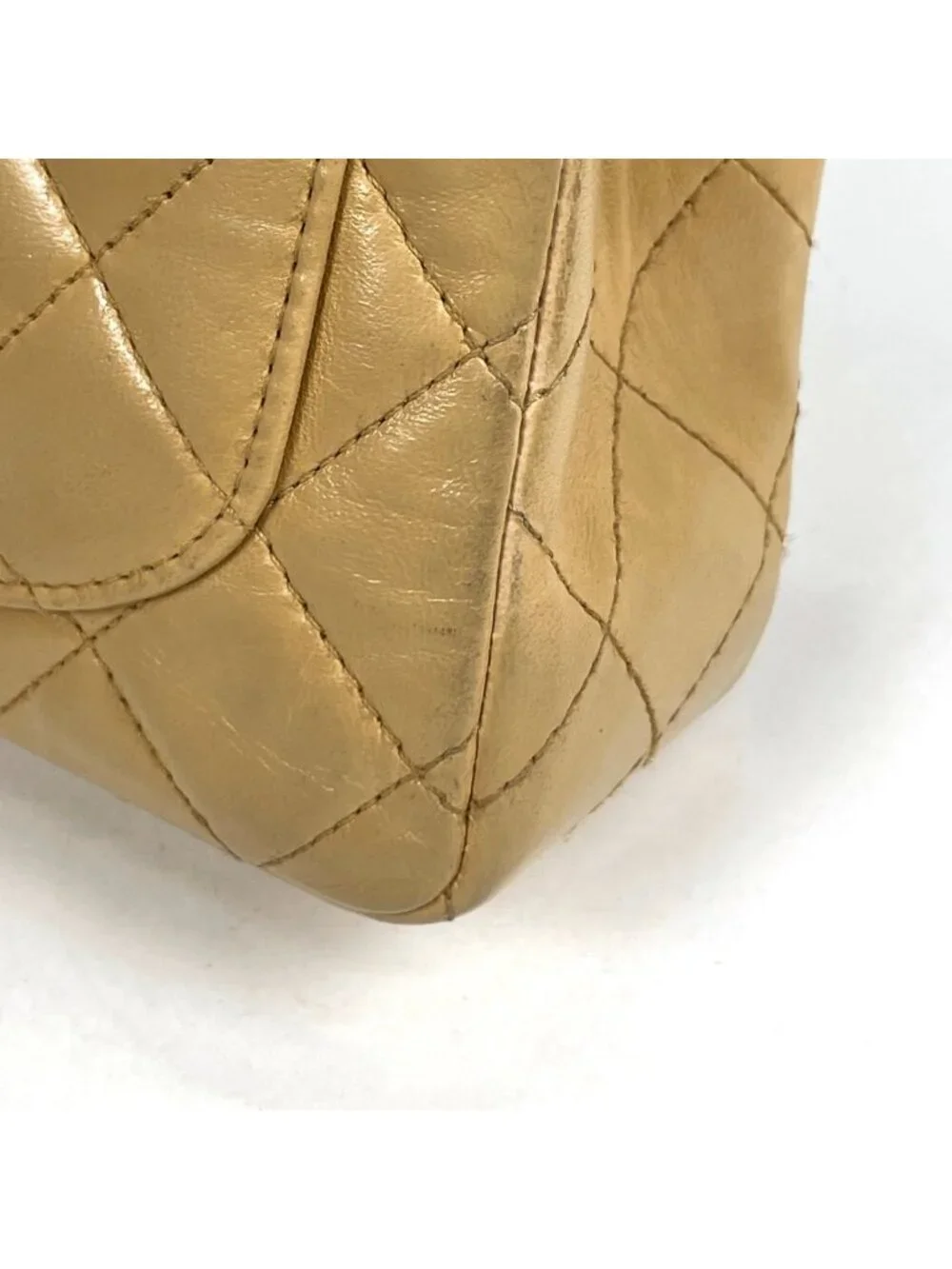 Chanel Mini Quilted Shoulder Bag CC Logo Single Flap Leather Beige